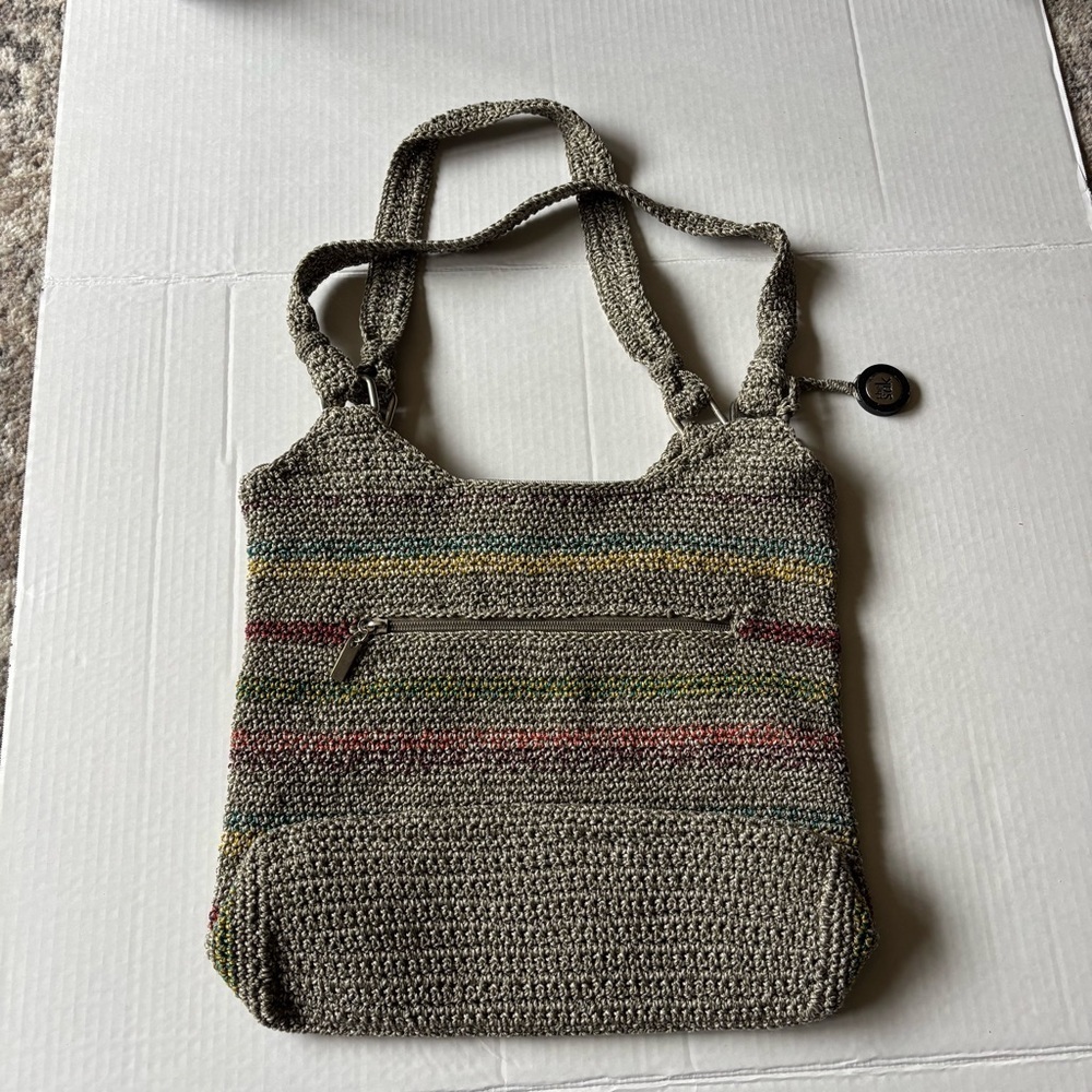 The Sak Women's Crochet Shoulder Crossbody Bag Multicolor Chevron Pattern